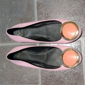 Roger Vivier Gold Buckle Pastel soda orange and pink ballet flats size 36.5
